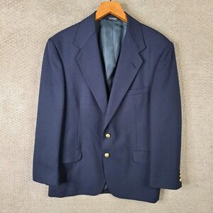 Vintage Appleseeds Jacket Mens 42R Blue Sport Coat Gold Buttons Made In USA